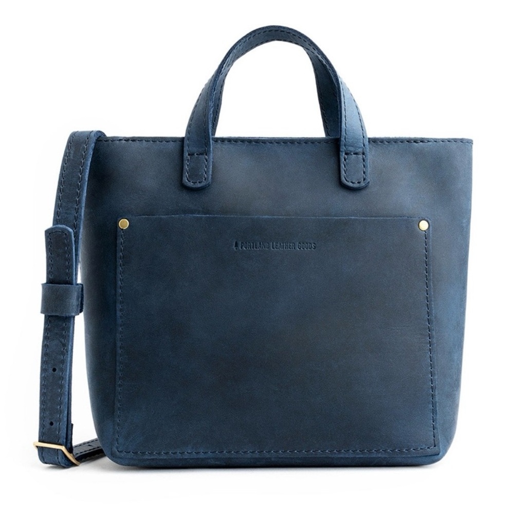 Portland Leather Mini Crossbody Tote Bag- Deep Water